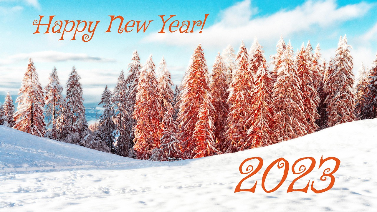 new year, christmas, 2023, nature, the date, congratulation, winter, snow, forest, landscape, happy new year, spruce