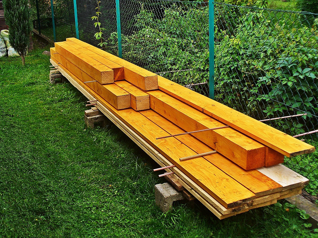 boards, rafters, joinery, tree, painting, wood, colorful, paint, carpenter, sawmill, building materials, building, nature, house