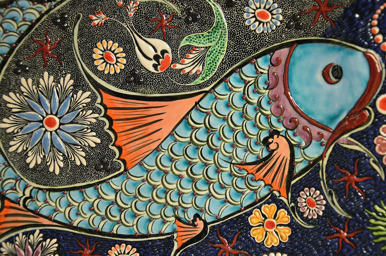 mosaic, beautiful flowers, fish, tile, art, ceramic, colorful, nature, flower wallpaper, decorative, design, orient, artwork, pattern, artistic, colored, pencil, colours, flower background, flowers