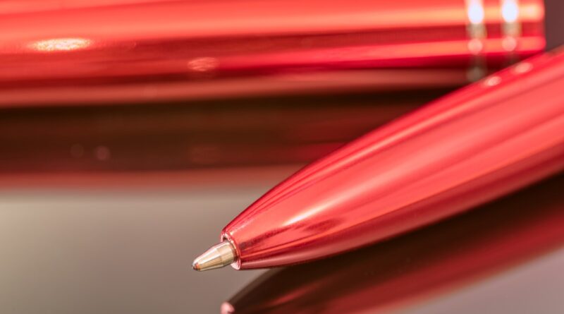 ballpoint pen, writing tool, top, reflection, smooth, red