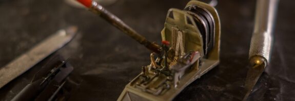 miniature, modelling, hobby, handcraft, plastic, revell, kit, diy, closeup, plane, historical, il2, stormovik, paint brush, cockpit