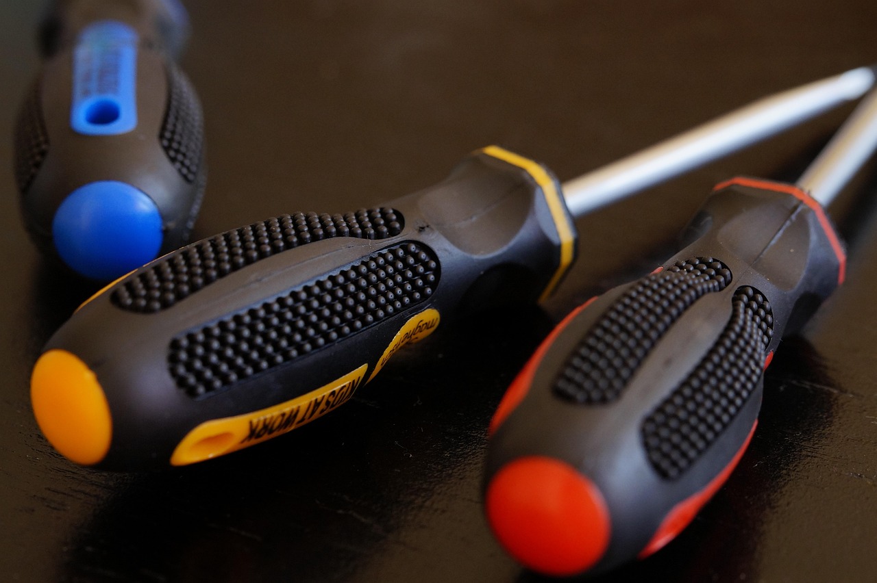 screwdriver, tool, craft, phillips, work, working device, tools, workshop, children, children's tool, screws, three, handles, repair, assemble, screw together