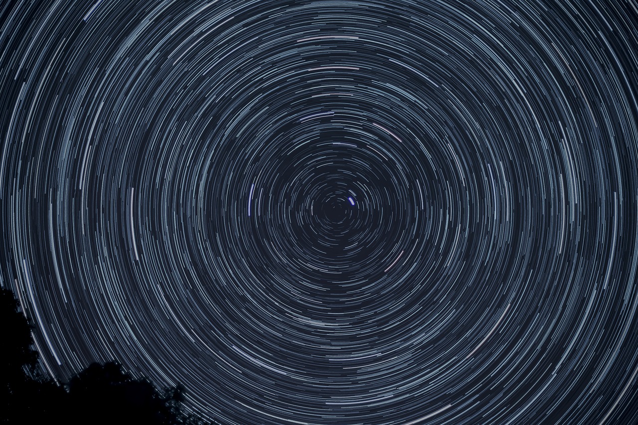 star trails, night, stars, night sky, rotation, starry sky, dark, light streaks, motion, nature, pattern, round, sky, space, long exposure