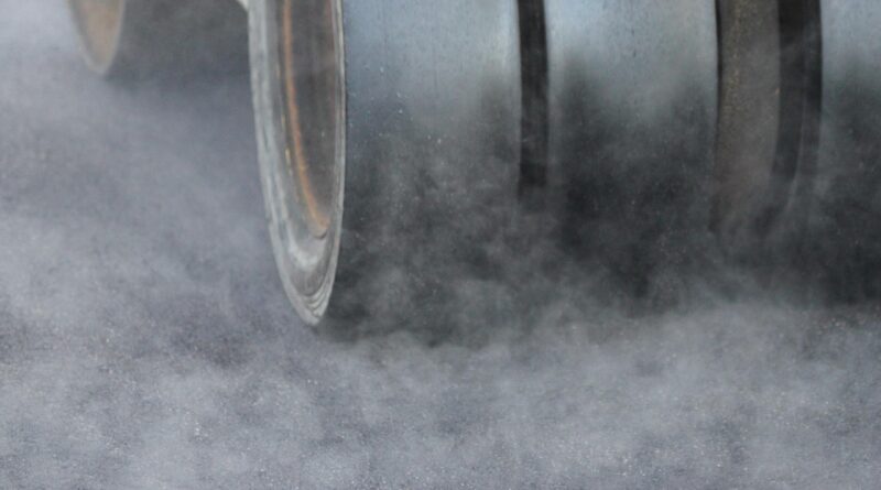 tire, roller, haze, smoke, hot, roll, machine, road construction, rubber-tyred roller