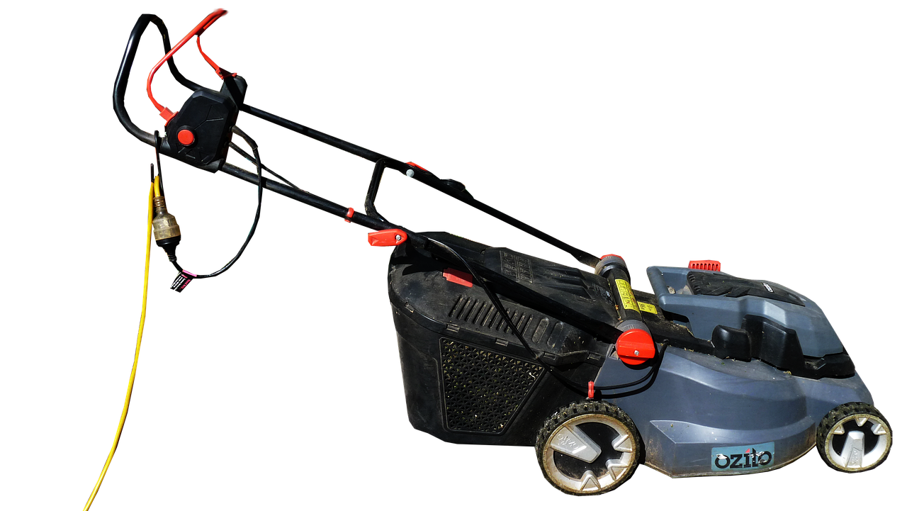 garden, lawnmower, electric, gardening, landscaping, nature, household, cut out, isolated